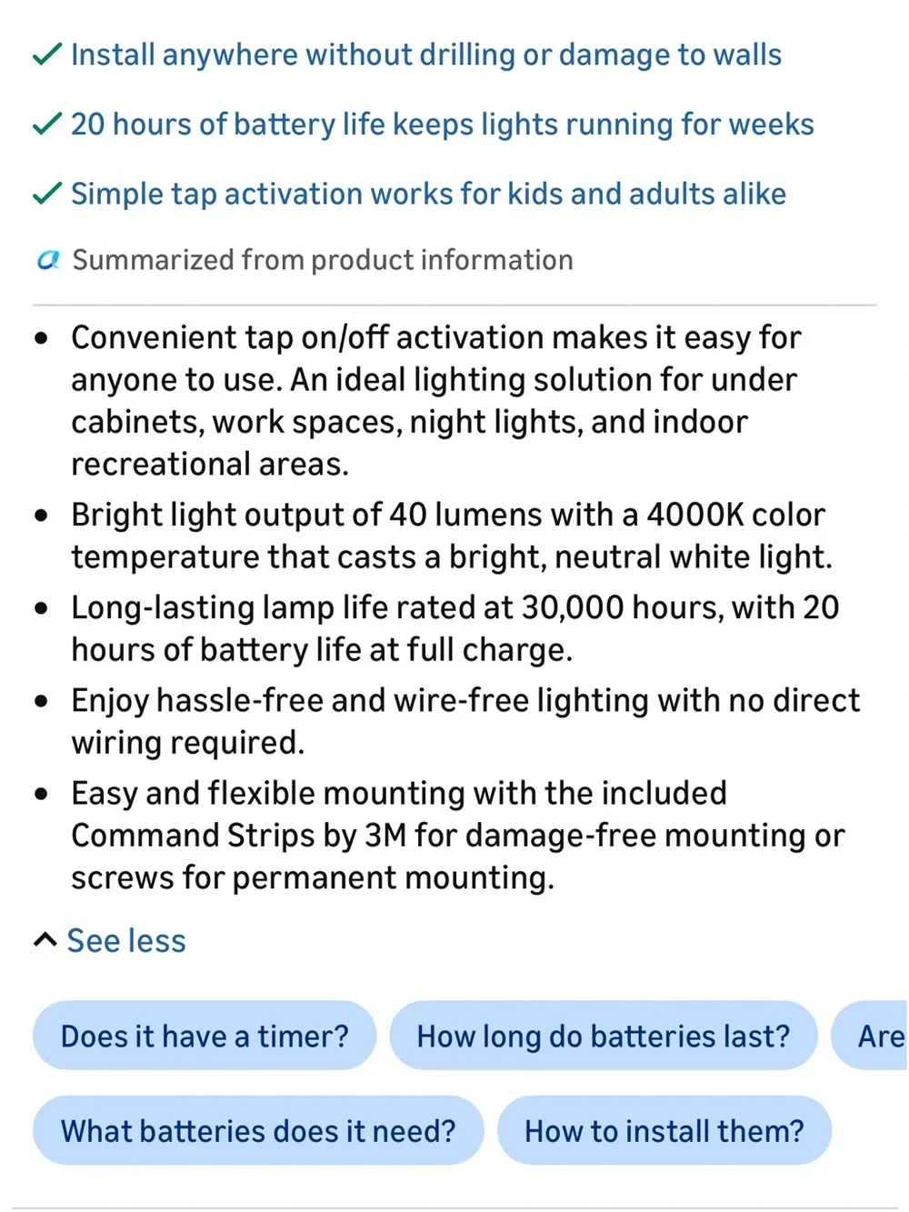 White ecolight LED Tap Lights - 2–3 Packs.